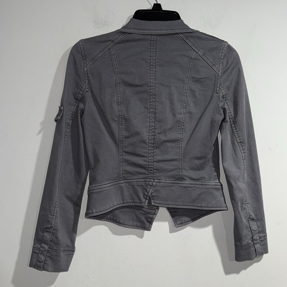 White House black market jacket Stylish Gray military 00 petite button down - Picture 3 of 4